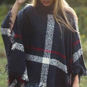 MeloDress Plaid Poncho Sweater